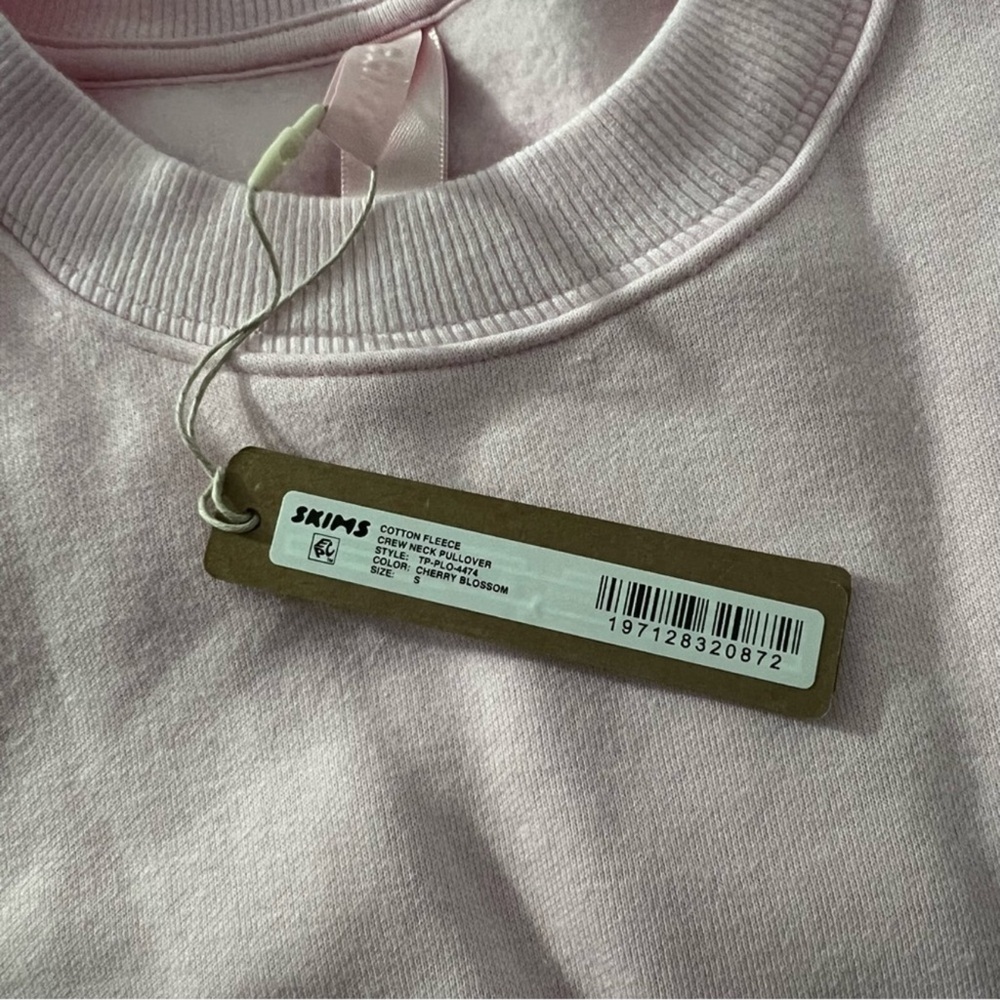 Skims Cotton Fleece Crew Neck in Cherry Blossom - Picture 3 of 3